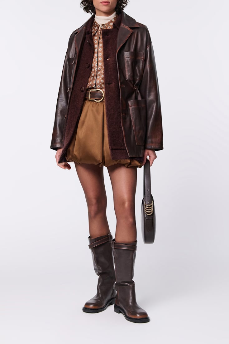 Dorothee Schumacher Fluffy wash knit coat dark brown