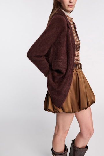 Dorothee Schumacher Fluffy wash knit coat dark brown