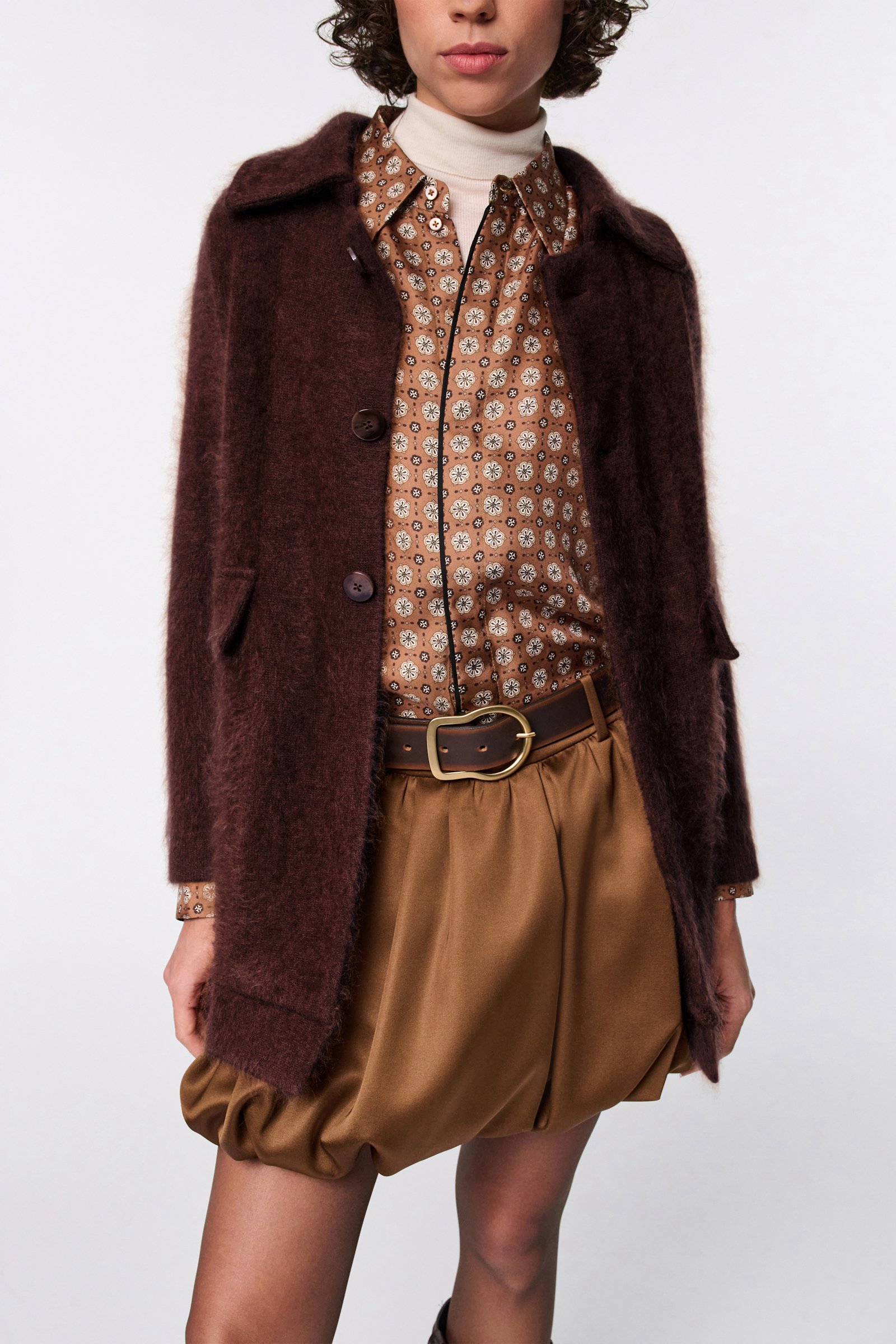 Dorothee Schumacher Fluffy wash knit coat dark brown