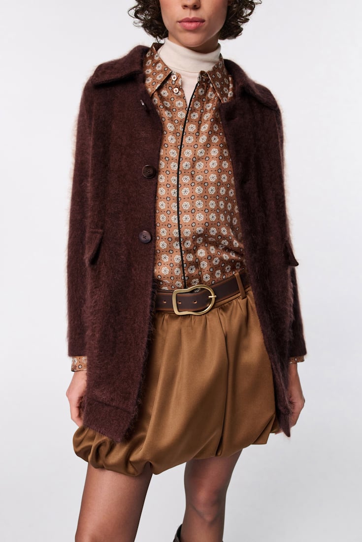 Dorothee Schumacher Fluffy wash knit coat dark brown