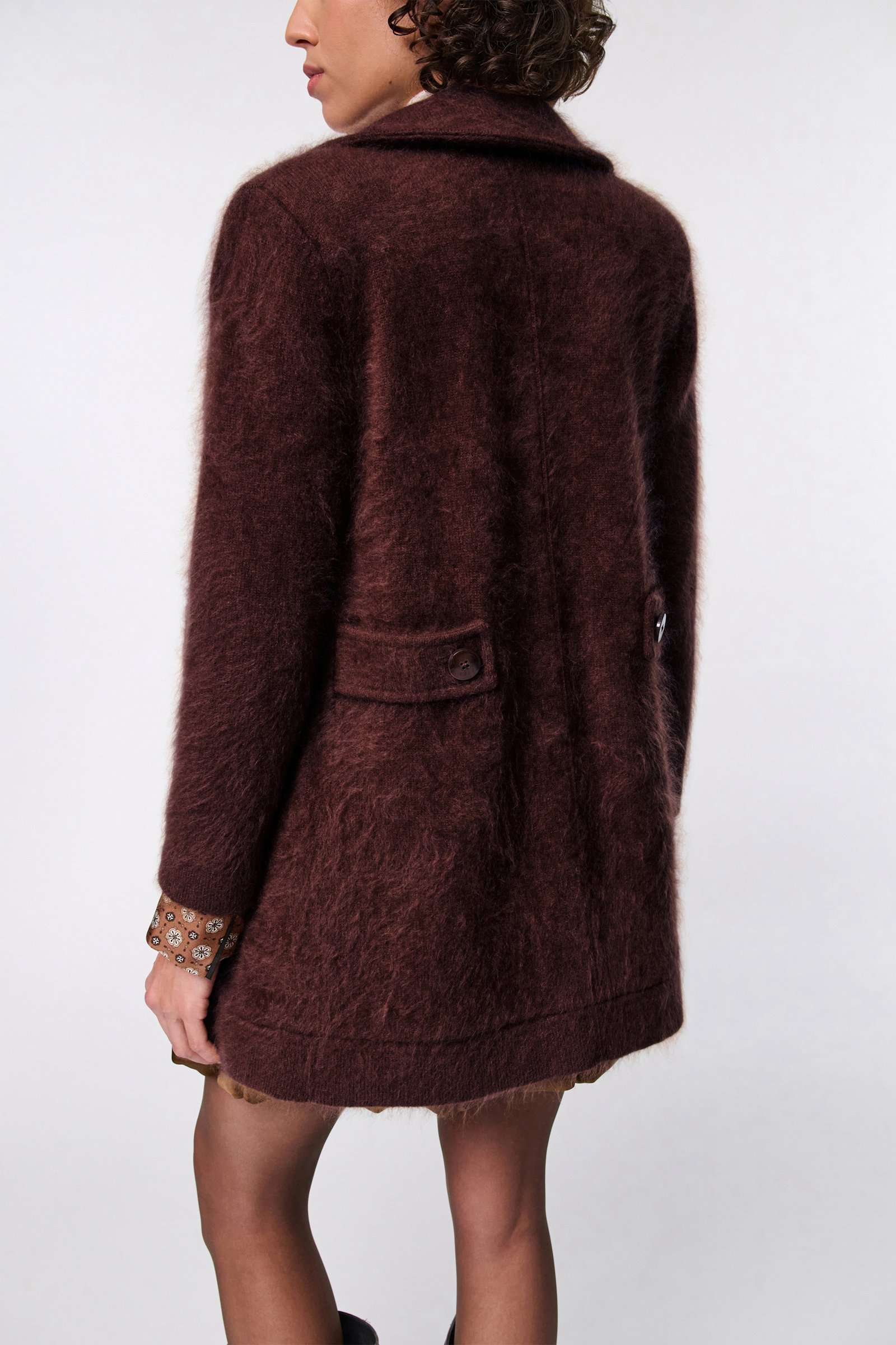 Dorothee Schumacher Fluffy wash knit coat dark brown