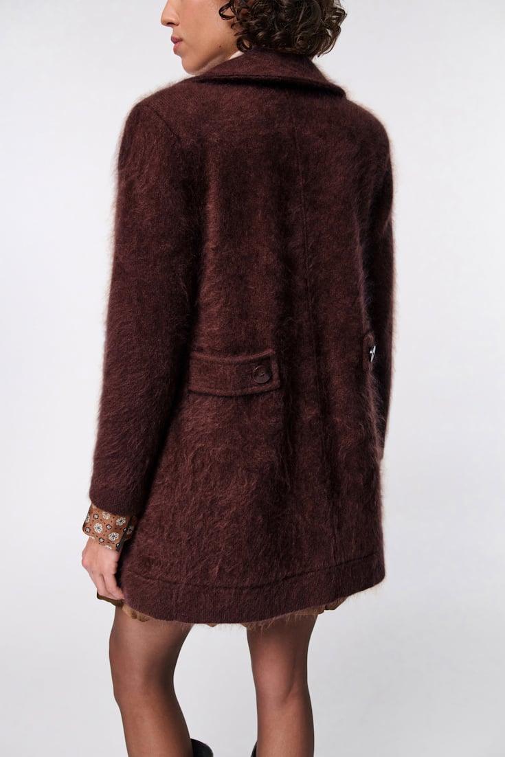 Dorothee Schumacher Fluffy wash knit coat dark brown