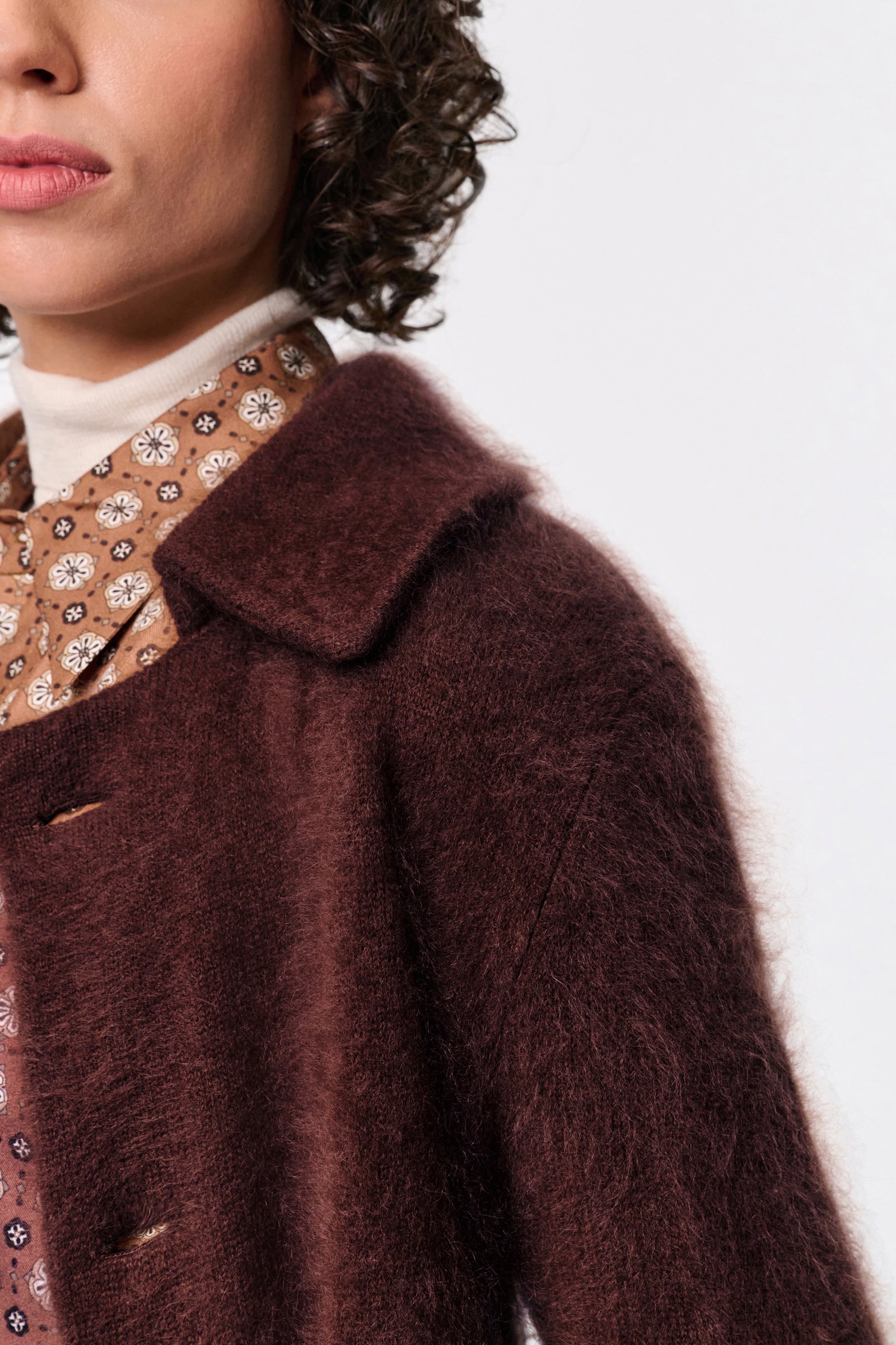 Dorothee Schumacher Fluffy wash knit coat dark brown