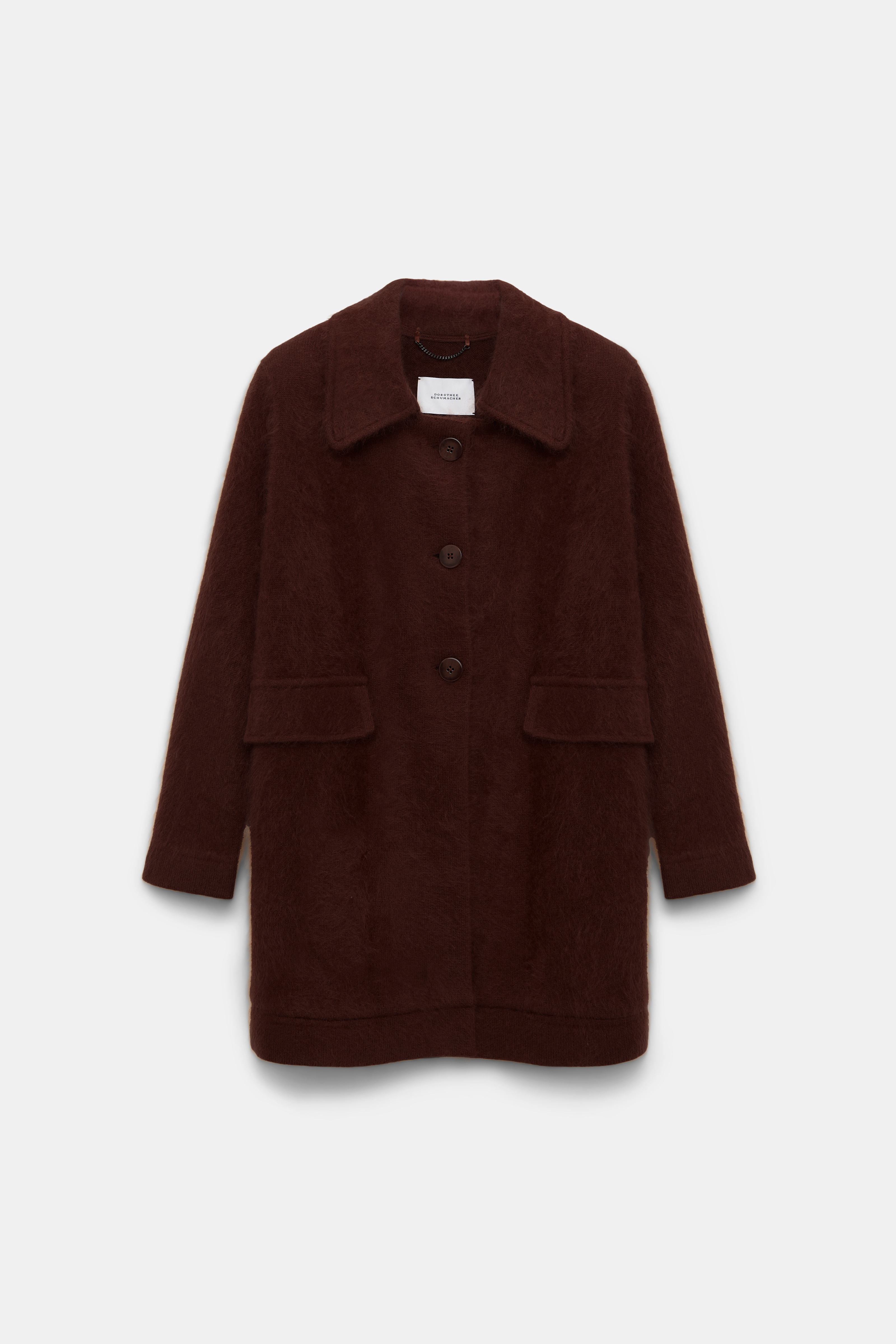 Dorothee Schumacher Fluffy Mantel aus Merino und Kaschmir dark brown