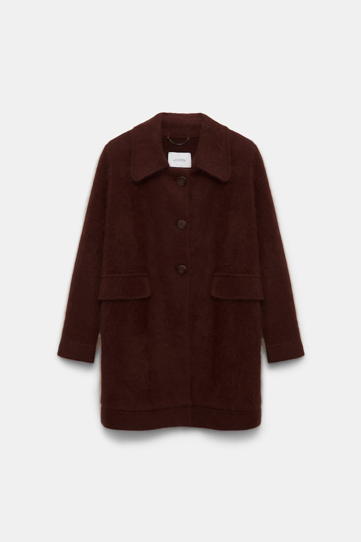 Dorothee Schumacher Fluffy wash knit coat dark brown
