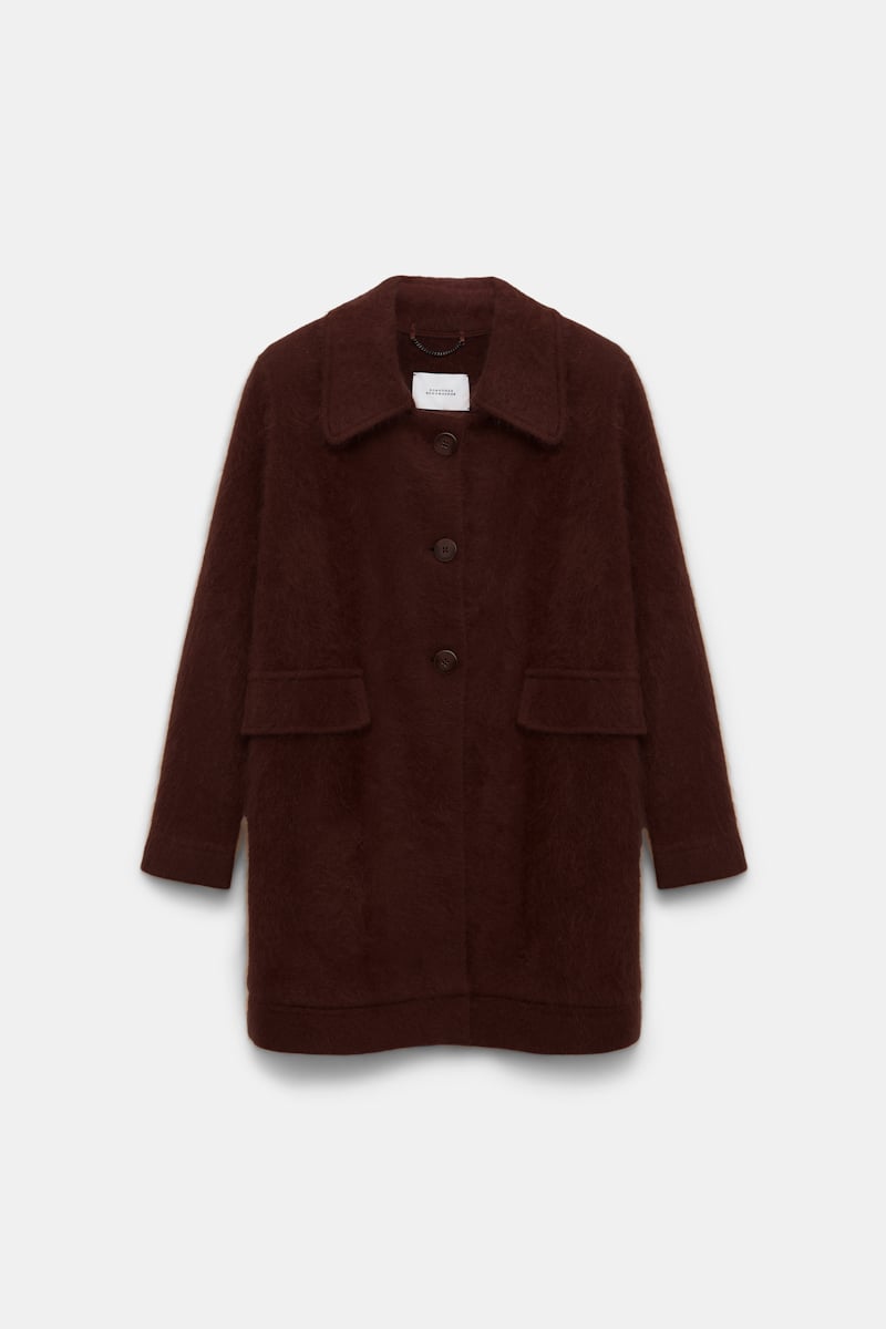Dorothee Schumacher Fluffy Wash Knit Coat In Brown