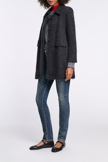 Dorothee Schumacher Fluffy wash knit coat charcoal melange