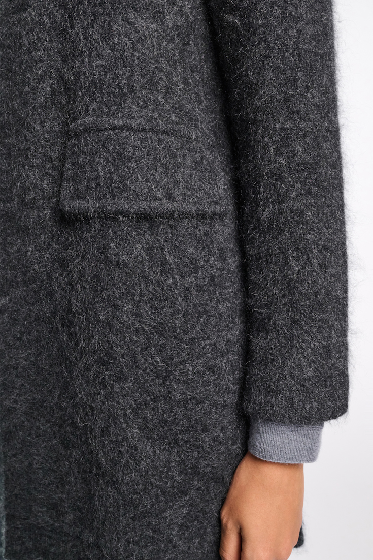 Dorothee Schumacher Fluffy wash knit coat charcoal melange