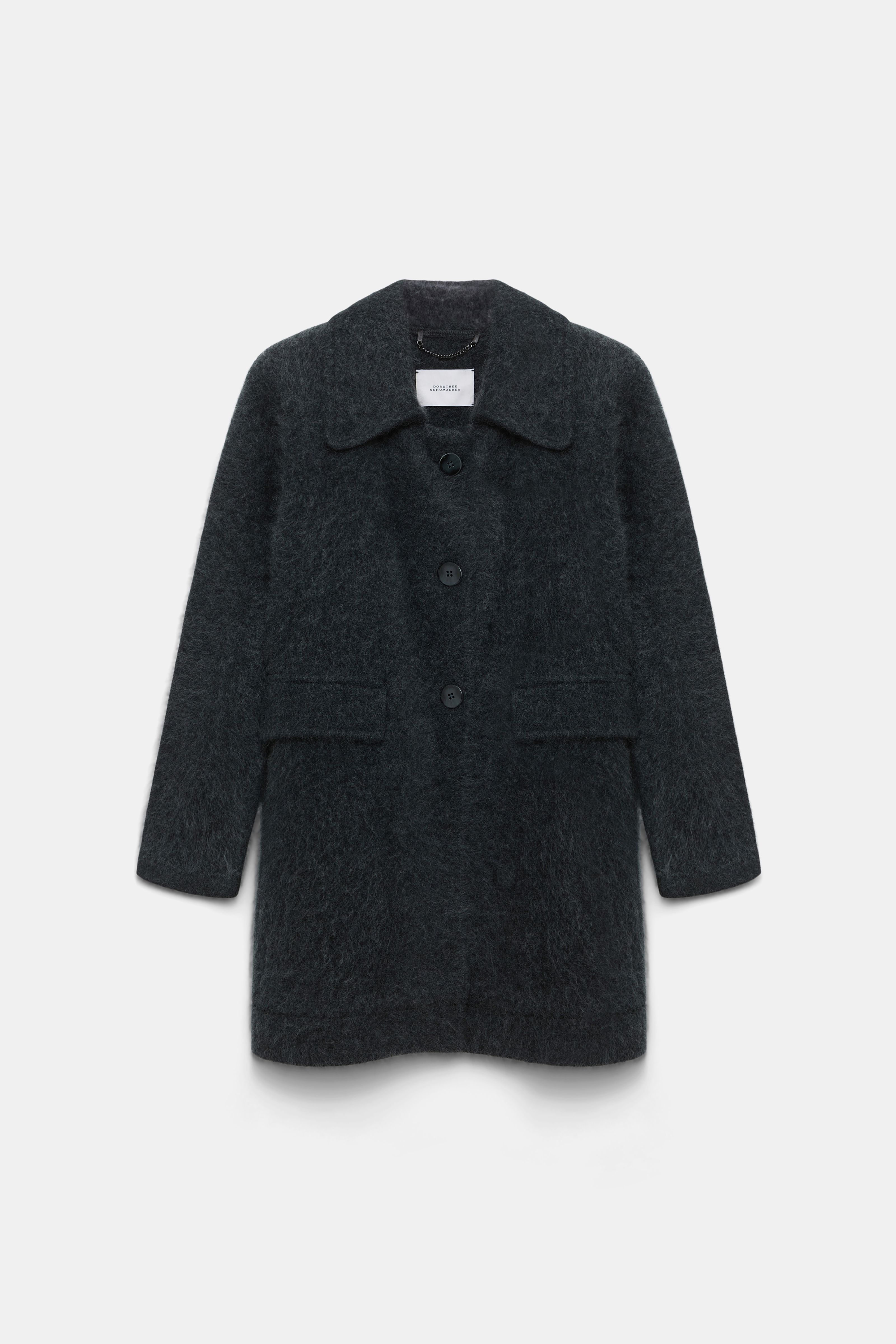 Dorothee Schumacher Fluffy Mantel aus Merino und Kaschmir charcoal melange