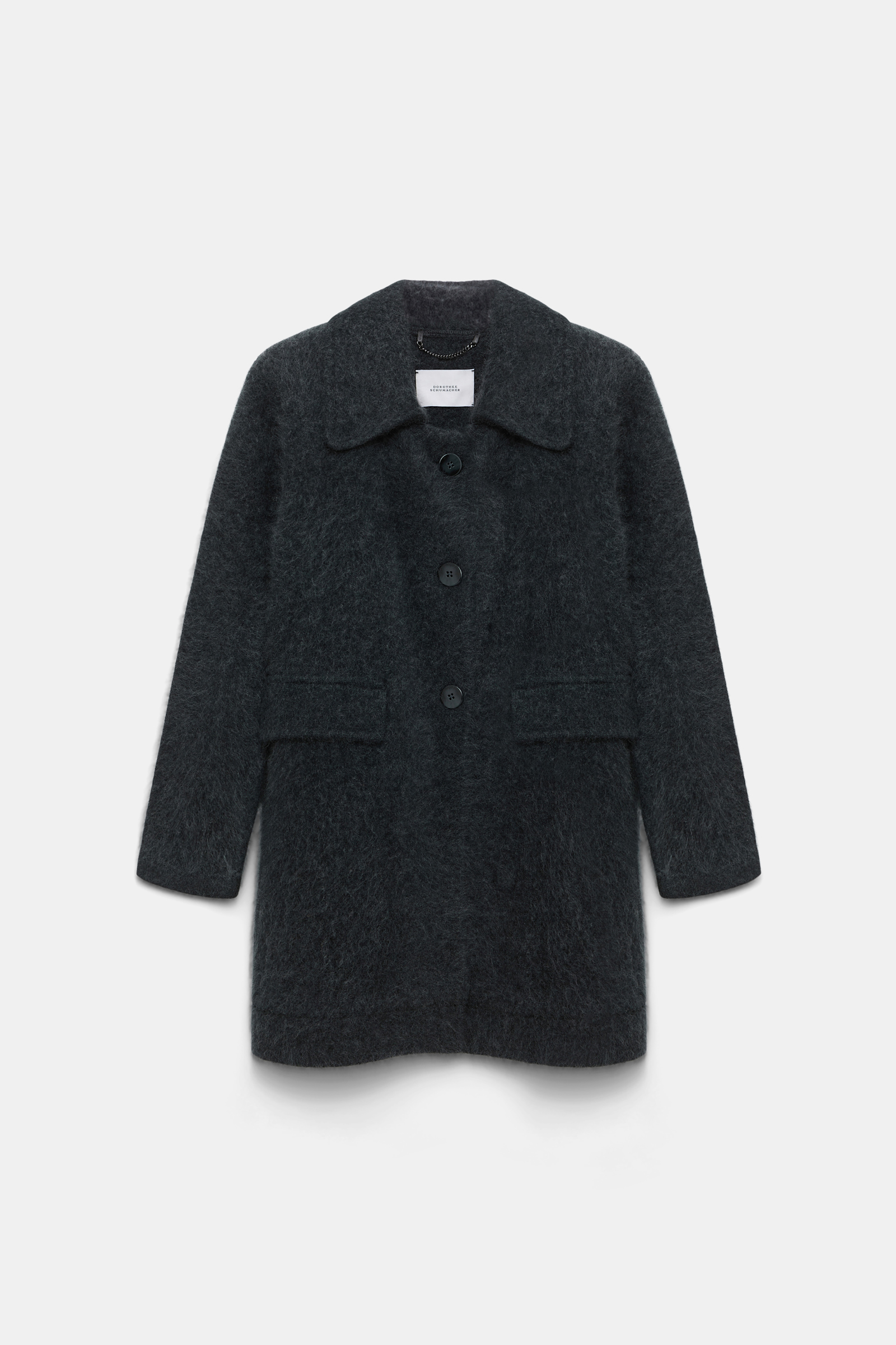 Dorothee Schumacher Fluffy wash knit coat charcoal melange