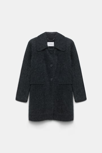 Dorothee Schumacher Fluffy wash knit coat charcoal melange