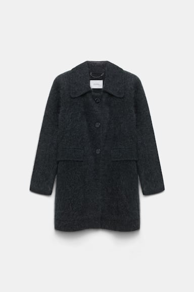 Dorothee Schumacher Fluffy wash knit coat charcoal melange