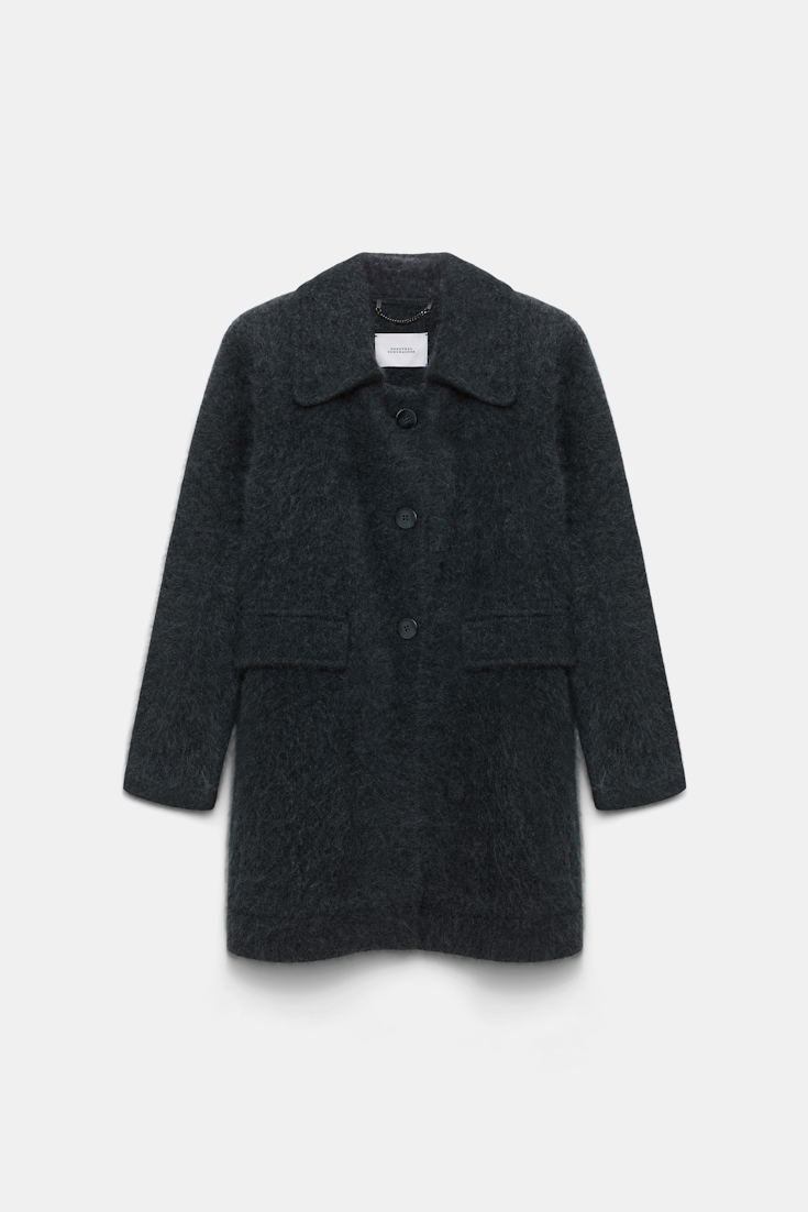 Dorothee Schumacher Fluffy wash knit coat charcoal melange