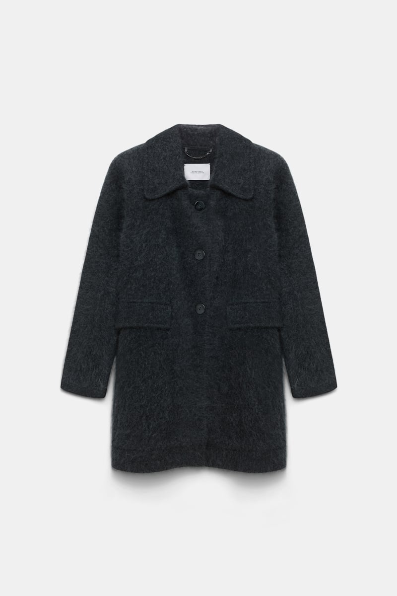 Dorothee Schumacher Fluffy Wash Knit Coat In Gray