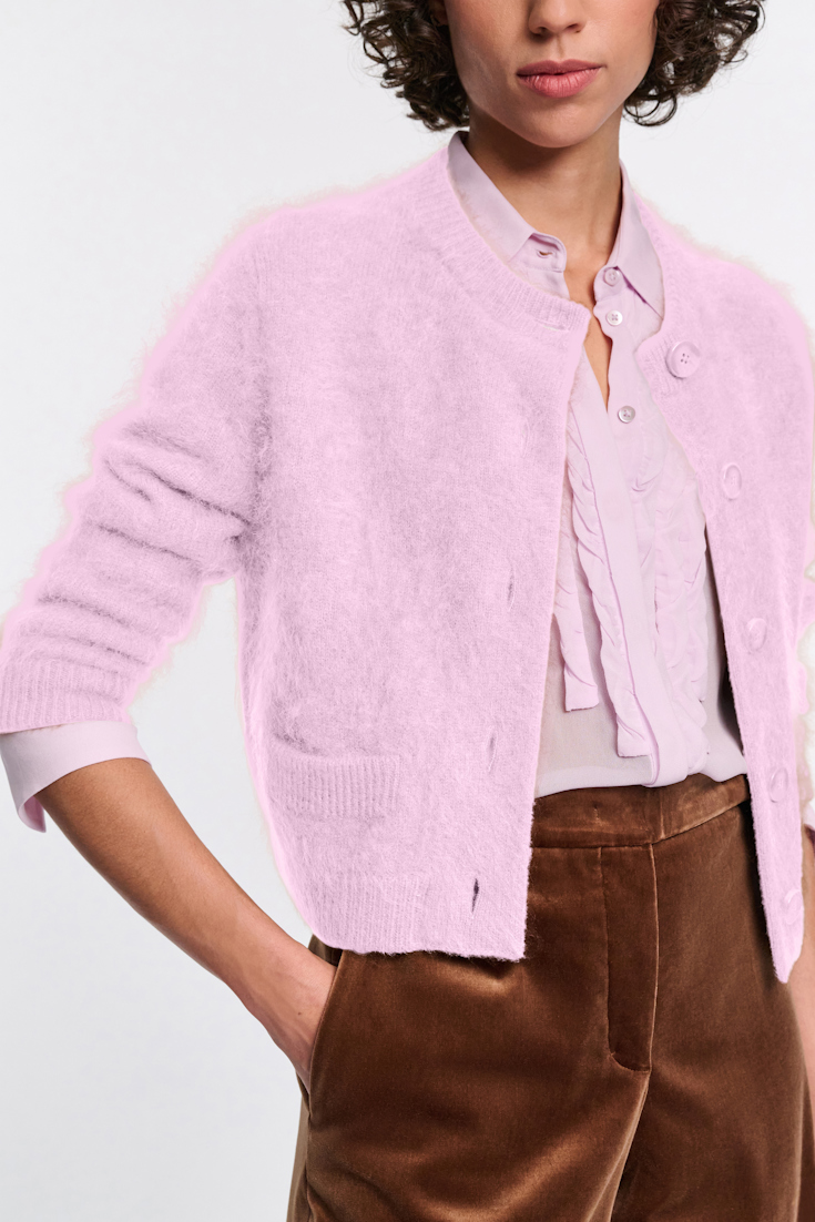 Dorothee Schumacher Fluffy Cardigan aus Merino und Kaschmir orchidee