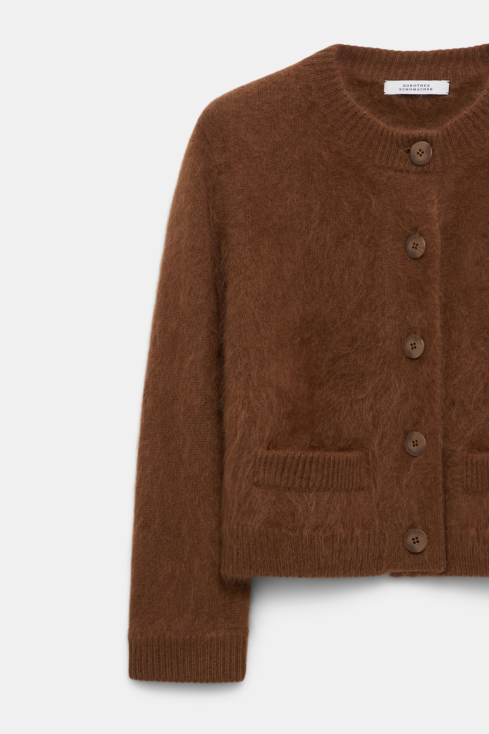 Dorothee Schumacher Fluffy Cardigan aus Merino und Kaschmir coffee