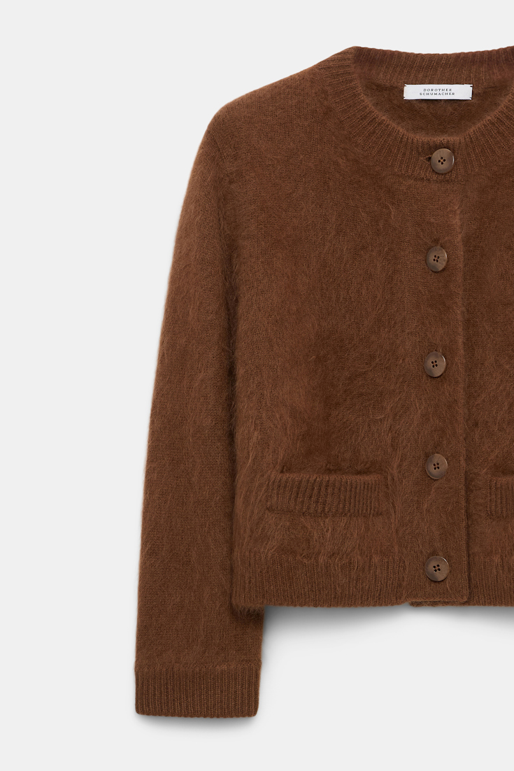 Dorothee Schumacher Fluffy Cardigan aus Merino und Kaschmir coffee
