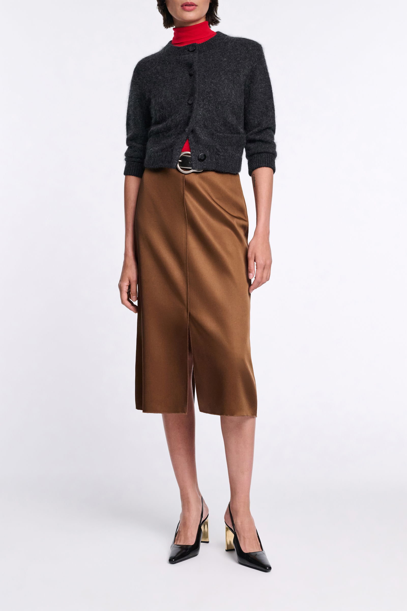 Dorothee Schumacher Fluffy Cardigan aus Merino und Kaschmir charcoal melange