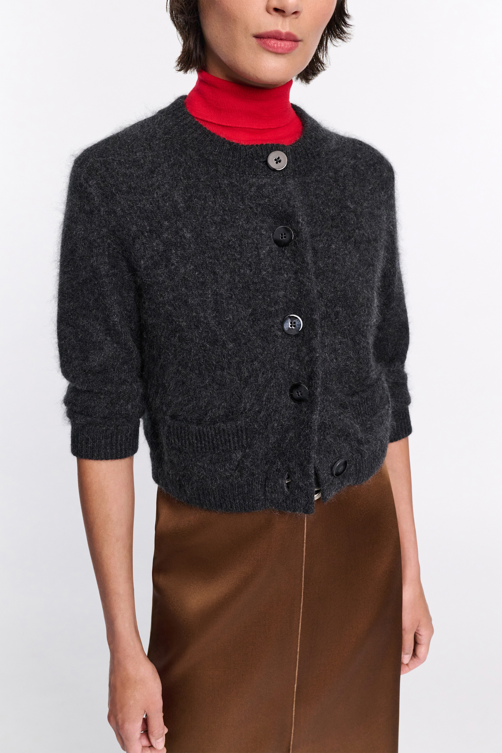Dorothee Schumacher Fluffy Cardigan aus Merino und Kaschmir charcoal melange