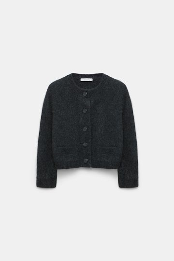 Dorothee Schumacher Fluffy Cardigan aus Merino und Kaschmir charcoal melange