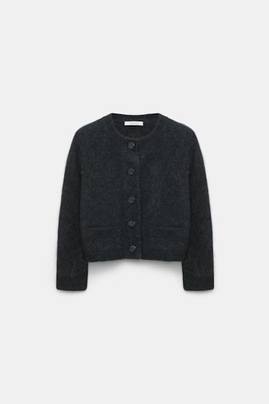 Dorothee Schumacher Fluffy wash cardigan charcoal melange