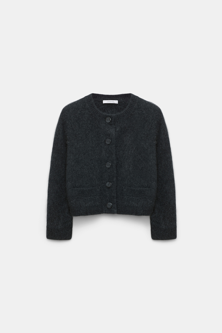 Dorothee Schumacher Fluffy Cardigan aus Merino und Kaschmir charcoal melange