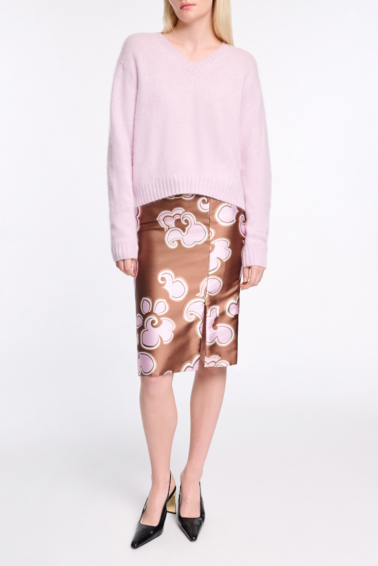 Dorothee Schumacher Fluffy Pullover mit V-Ausschnitt orchidee