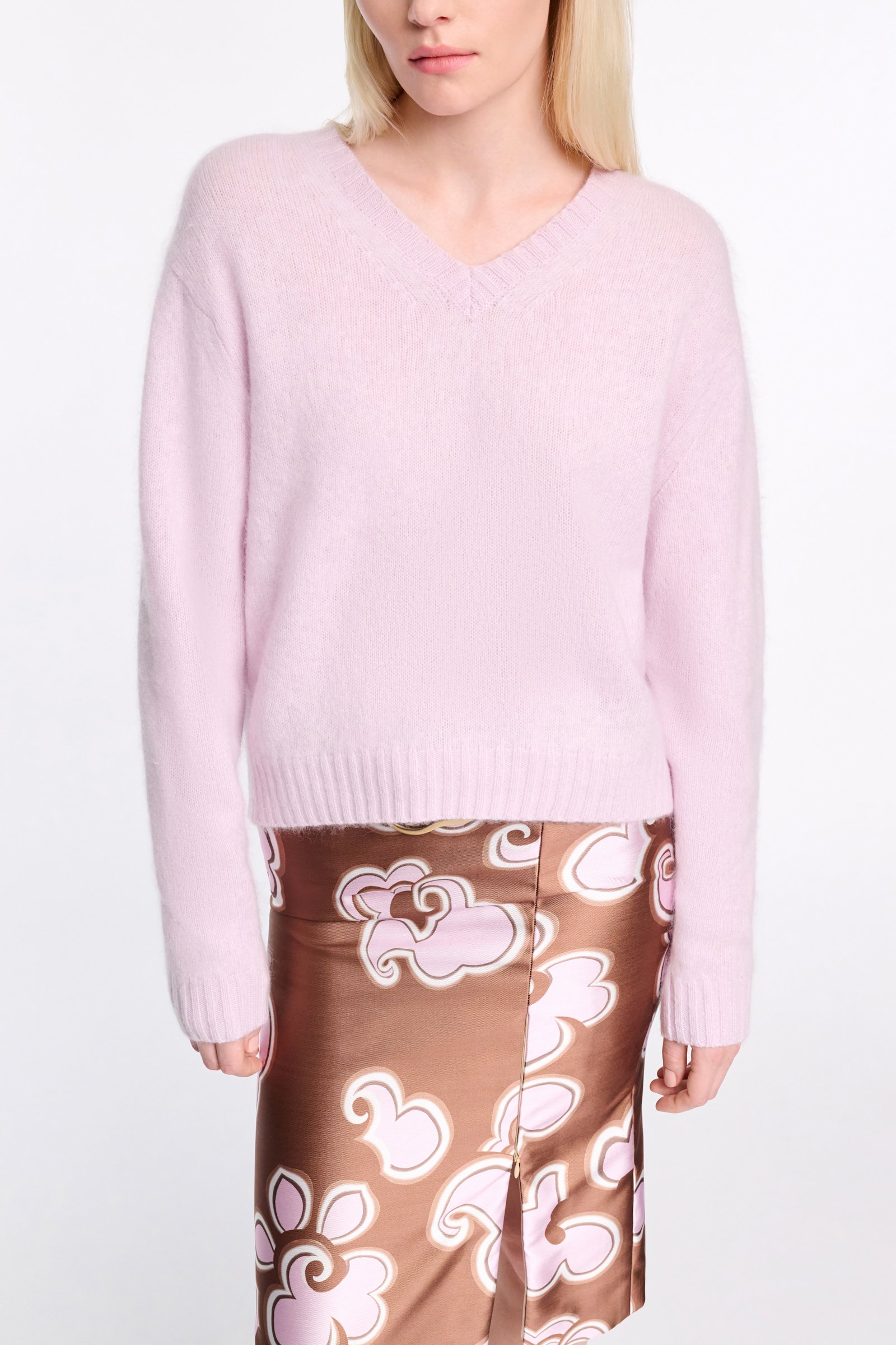 Dorothee Schumacher Fluffy Pullover mit V-Ausschnitt orchidee