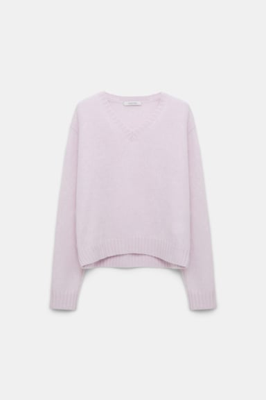 Dorothee Schumacher Fluffy Pullover mit V-Ausschnitt orchidee