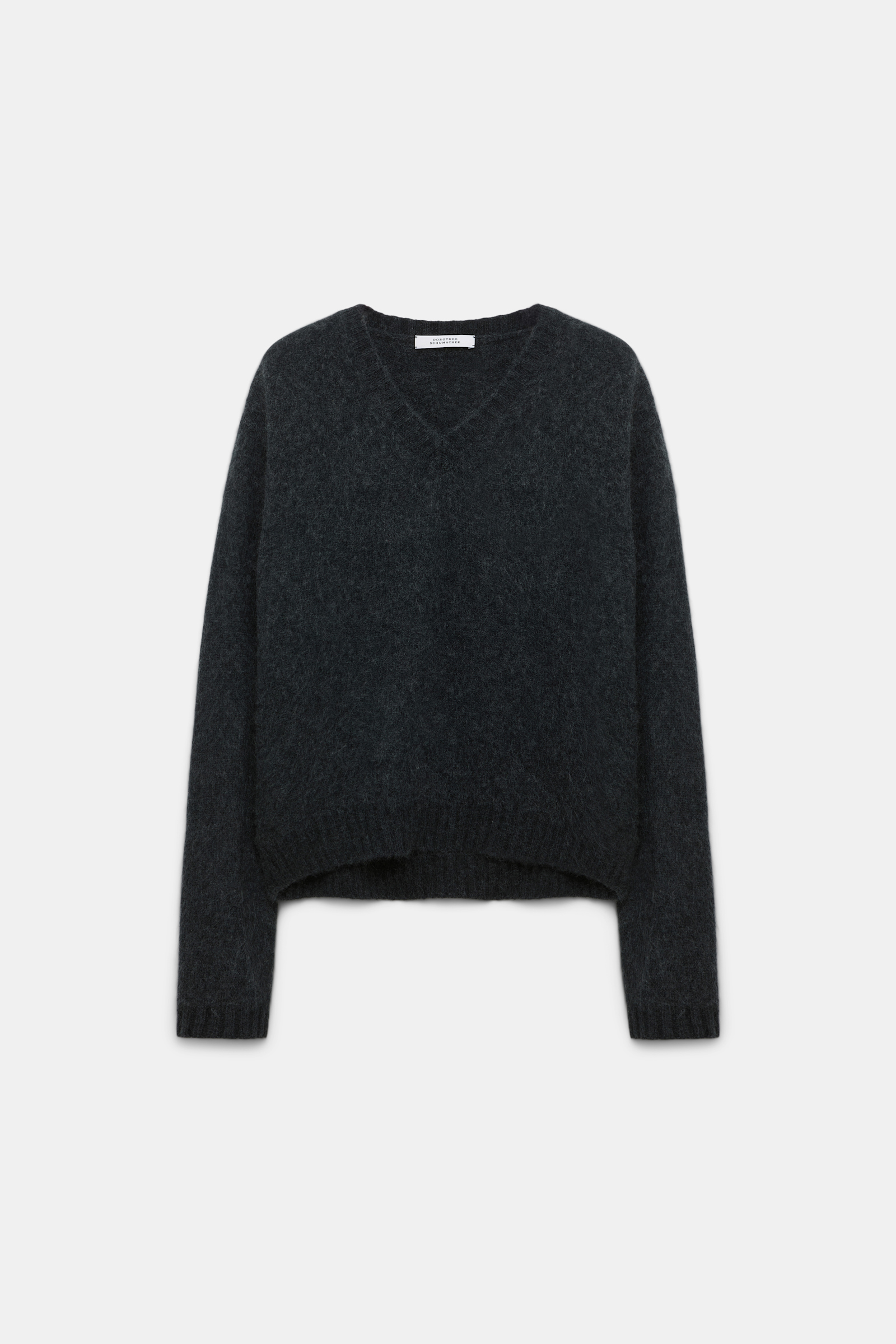 Dorothee Schumacher Fluffy Pullover mit V-Ausschnitt charcoal melange