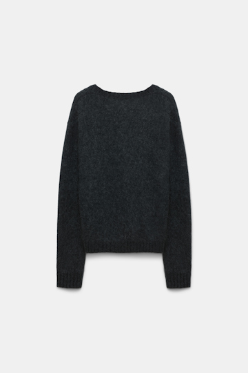 Dorothee Schumacher Fluffy Pullover mit V-Ausschnitt charcoal melange