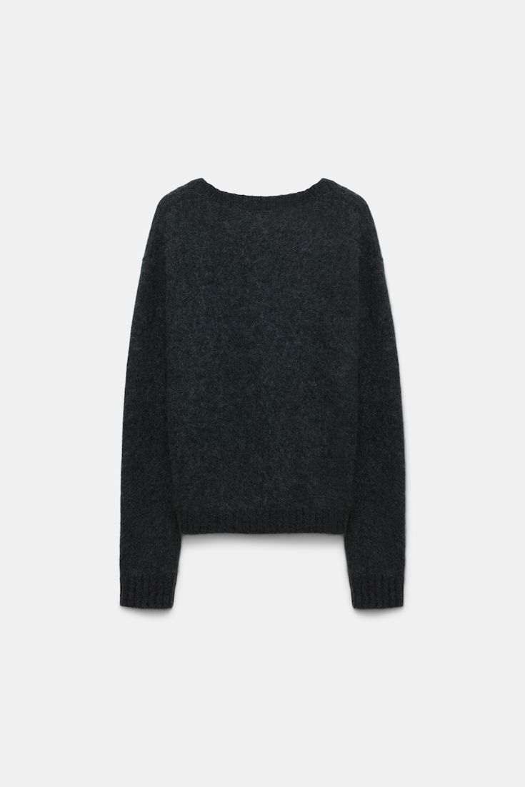 Dorothee Schumacher Fluffy Pullover mit V-Ausschnitt charcoal melange