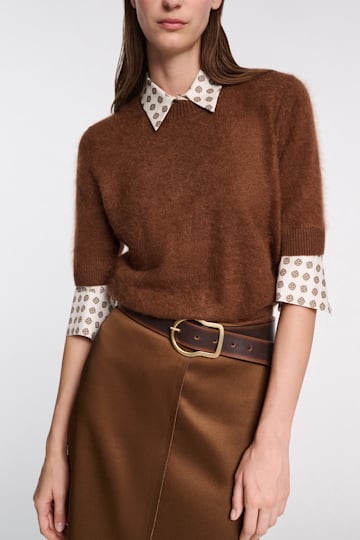 Dorothee Schumacher Fluffy wash short sleeve pullover coffee