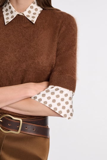 Dorothee Schumacher Fluffy wash short sleeve pullover coffee