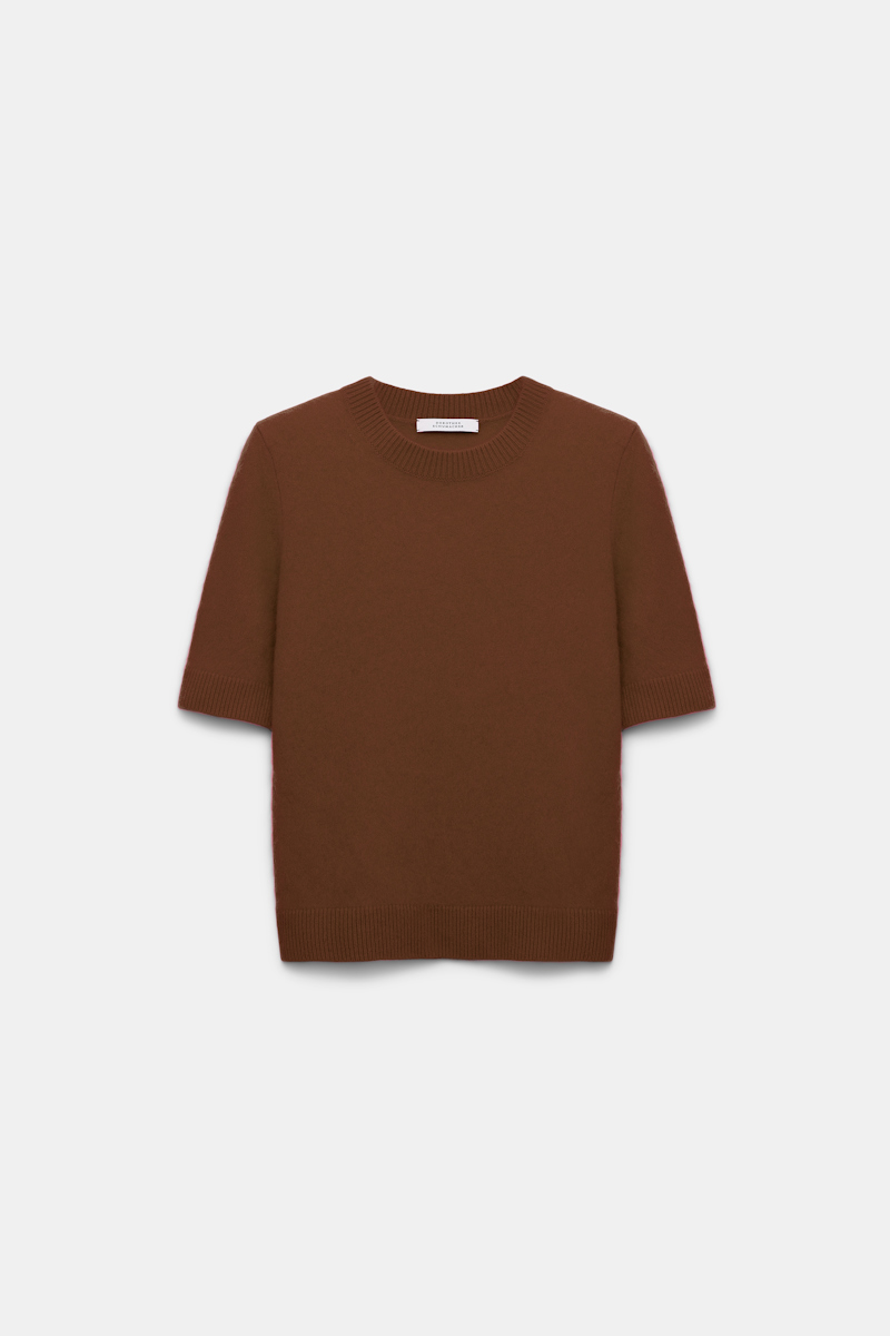 Dorothee Schumacher Fluffy Wash Short Sleeve Pullover In Brown