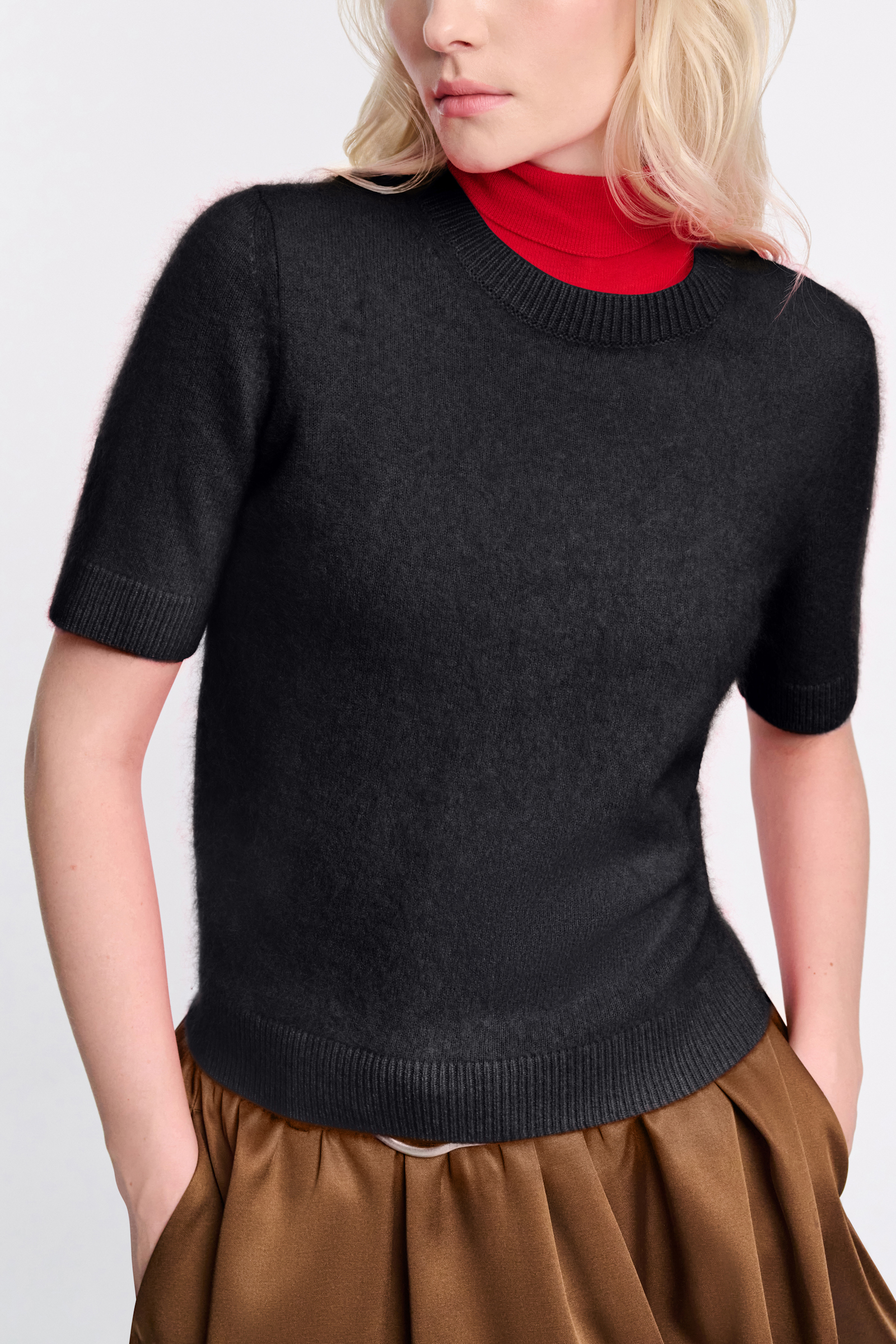 Dorothee Schumacher Fluffy Pullover mit halbem Arm charcoal melange