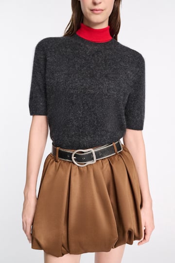 Dorothee Schumacher Fluffy Pullover mit halbem Arm charcoal melange
