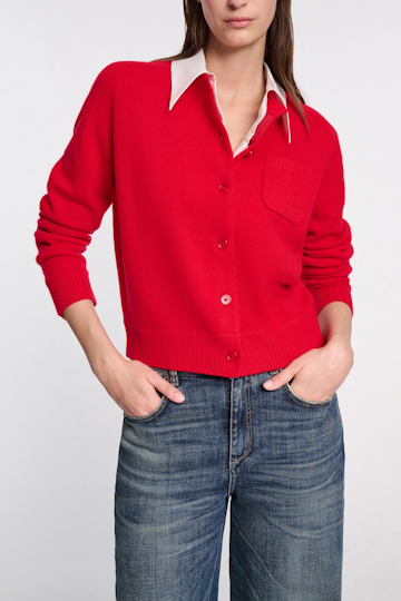 Dorothee Schumacher Fluffy Cardigan mit Hemdkragen lollipop