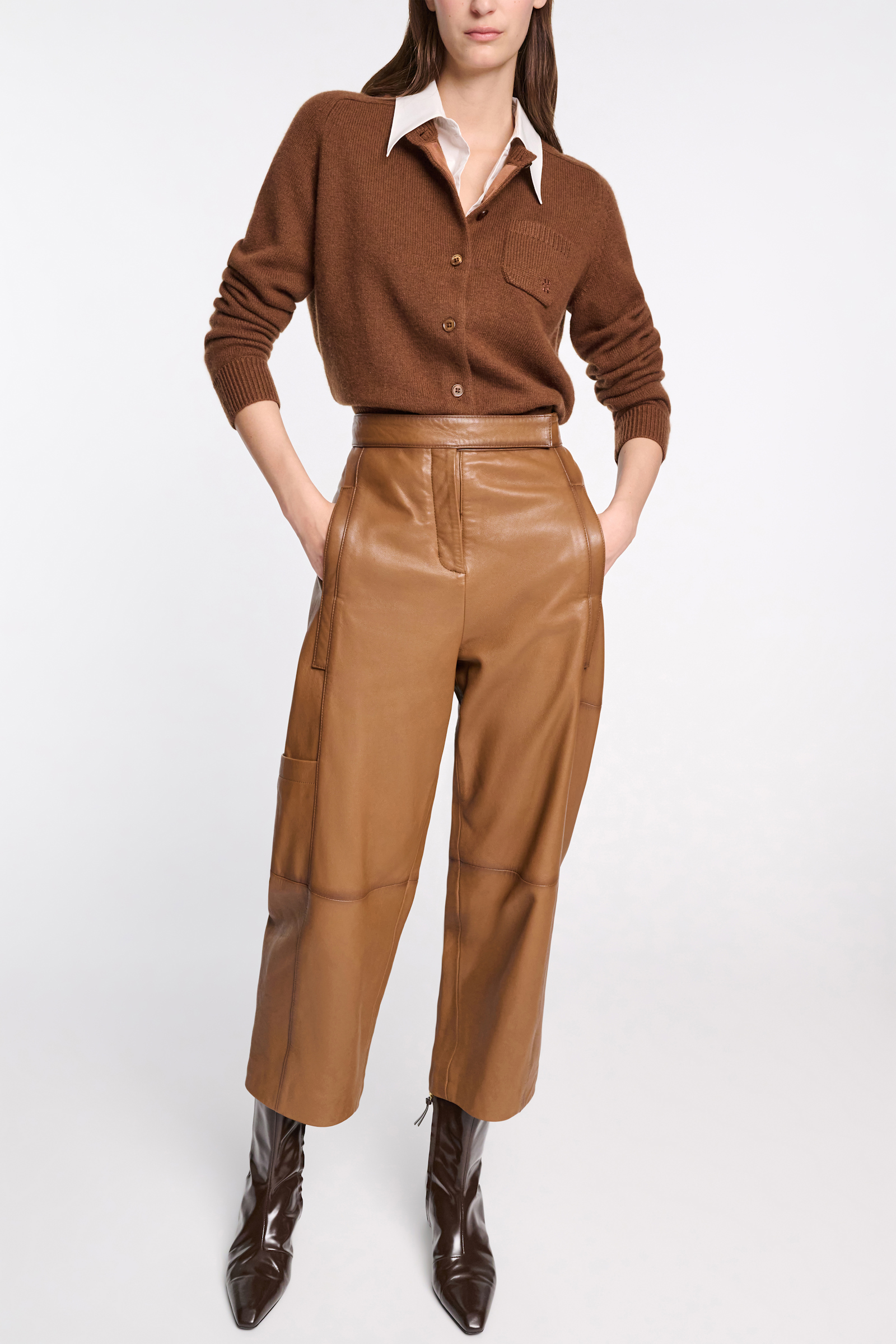 Dorothee Schumacher Fluffy Cardigan mit Hemdkragen coffee