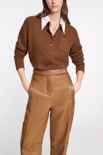 Dorothee Schumacher Cardigan with contrast collar coffee