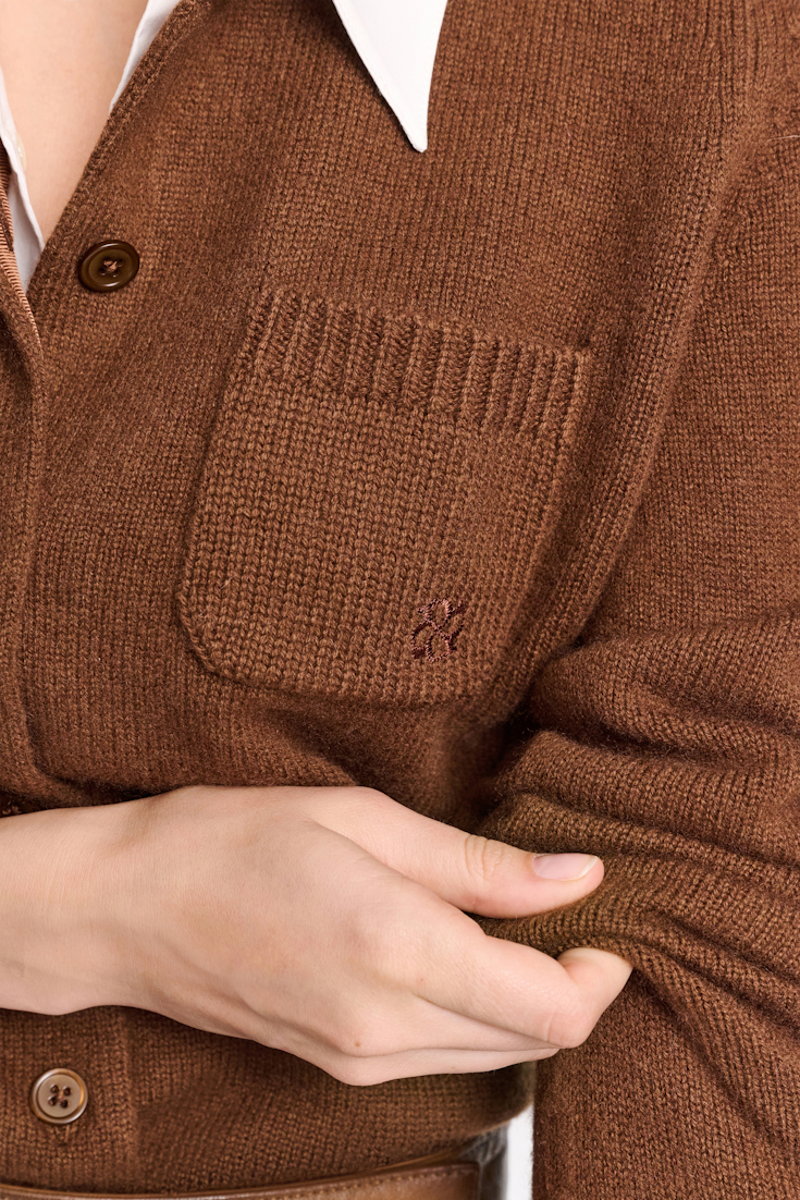 Dorothee Schumacher Fluffy Cardigan mit Hemdkragen coffee