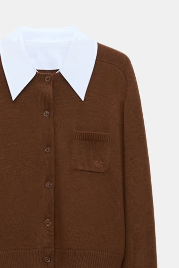 Dorothee Schumacher Cardigan with contrast collar coffee