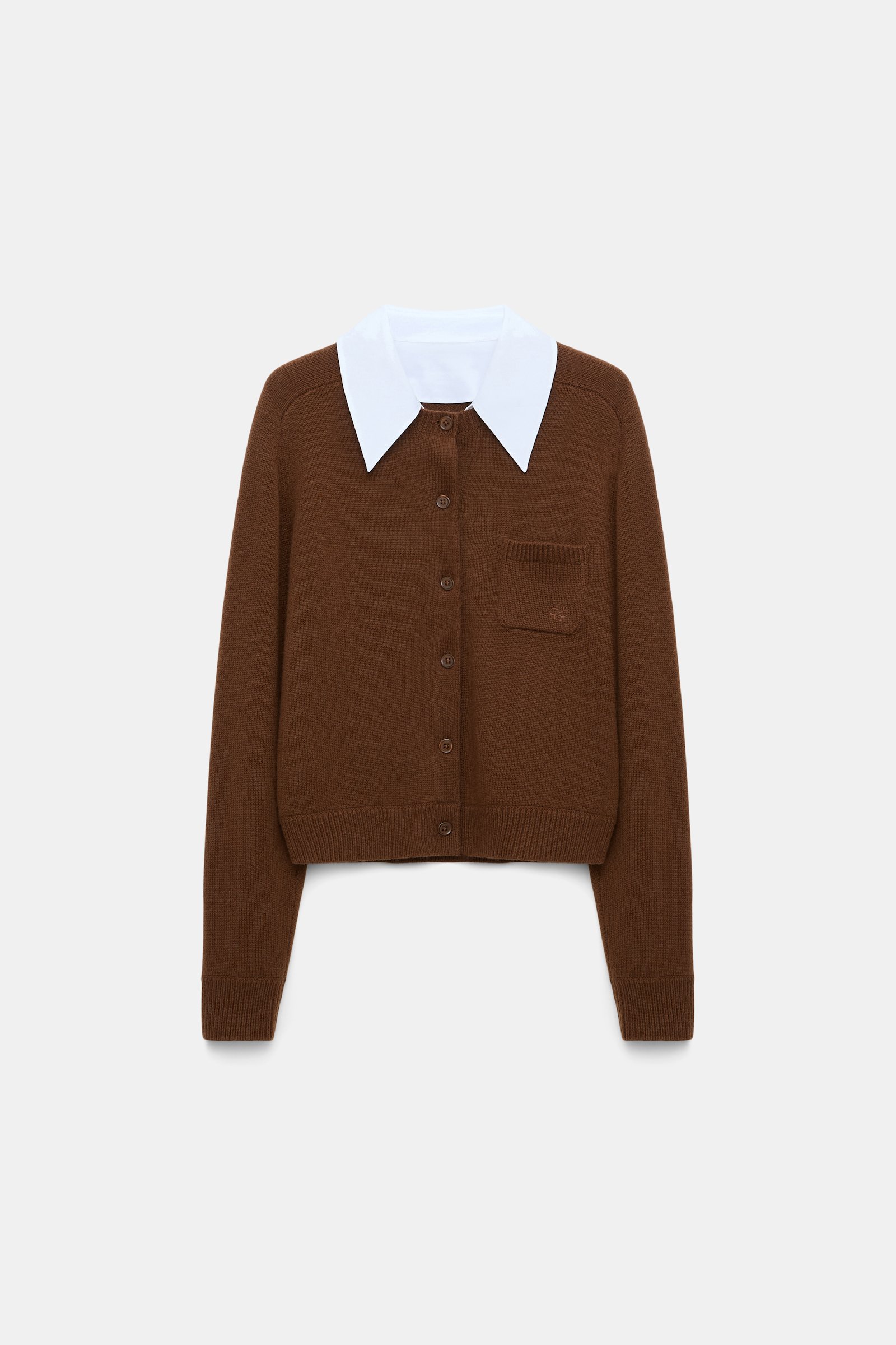 Dorothee Schumacher Fluffy Cardigan mit Hemdkragen coffee