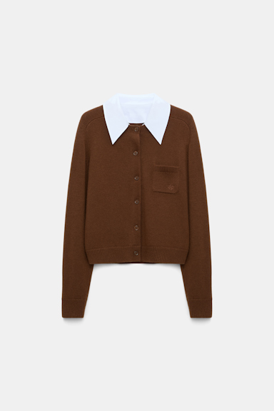 Dorothee Schumacher Cardigan with contrast collar coffee