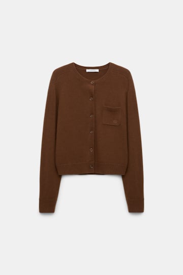 Dorothee Schumacher Cardigan with contrast collar coffee