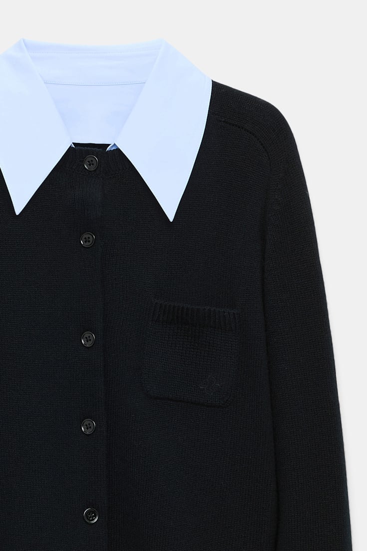 Dorothee Schumacher Fluffy Cardigan mit Hemdkragen pure black