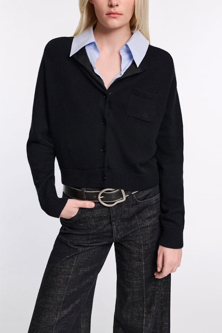 Dorothee Schumacher Fluffy Cardigan mit Hemdkragen pure black