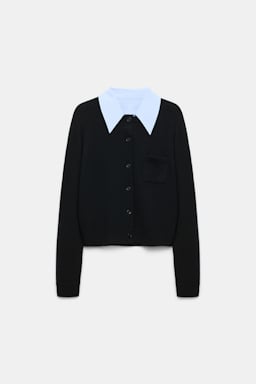 Dorothee Schumacher Cardigan with contrast collar pure black