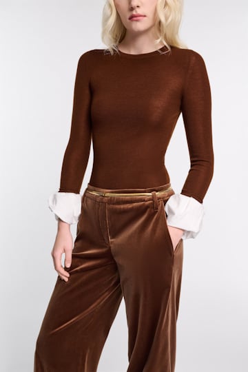 Dorothee Schumacher Pullover with contrast cuffs caramello