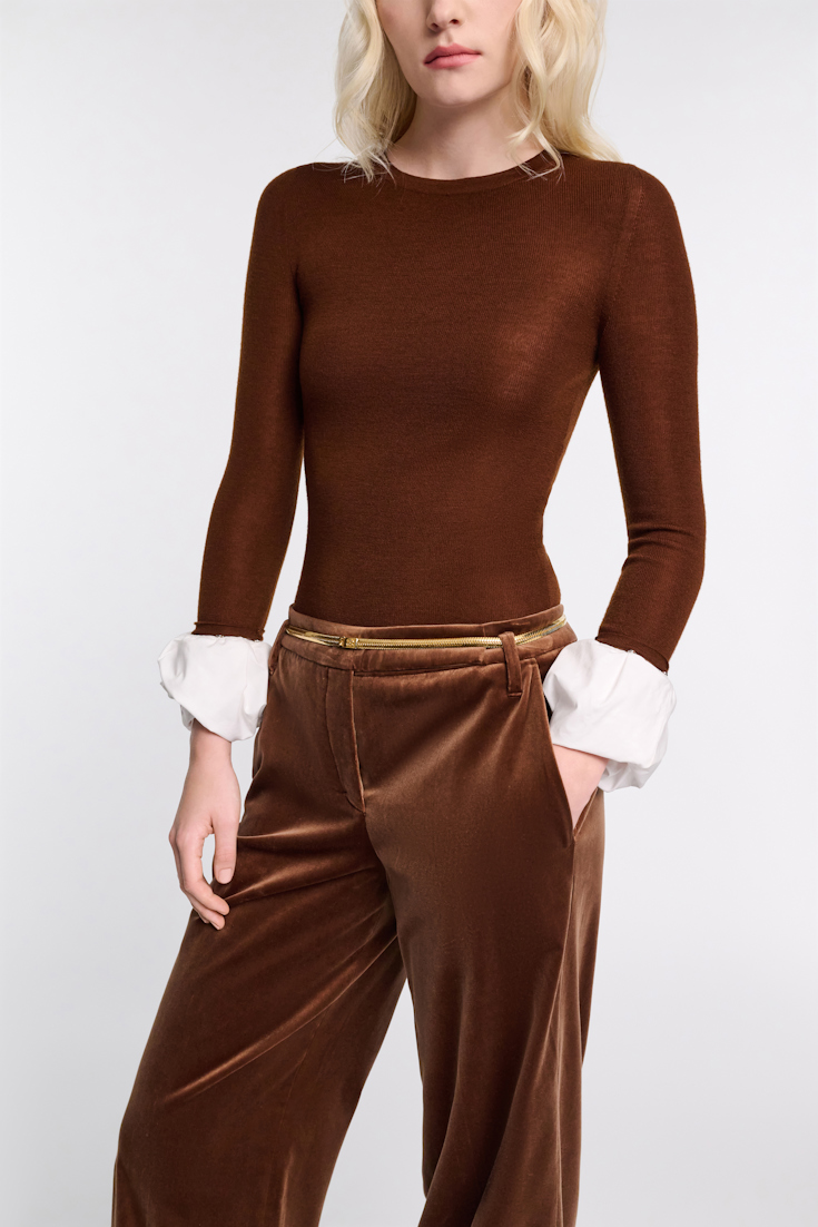 Dorothee Schumacher Pullover with contrast cuffs caramello